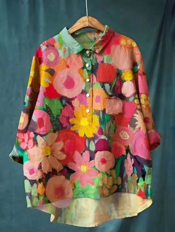 Frederika® | Elegant Skjorte med Blomsterprint