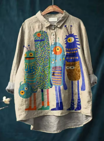 Frederika® | Bluse med monsterprint