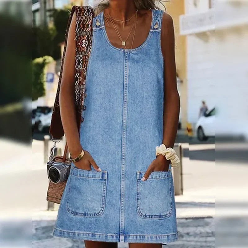 Frederika™ | Praktisk og Let Denim Sommerkjole