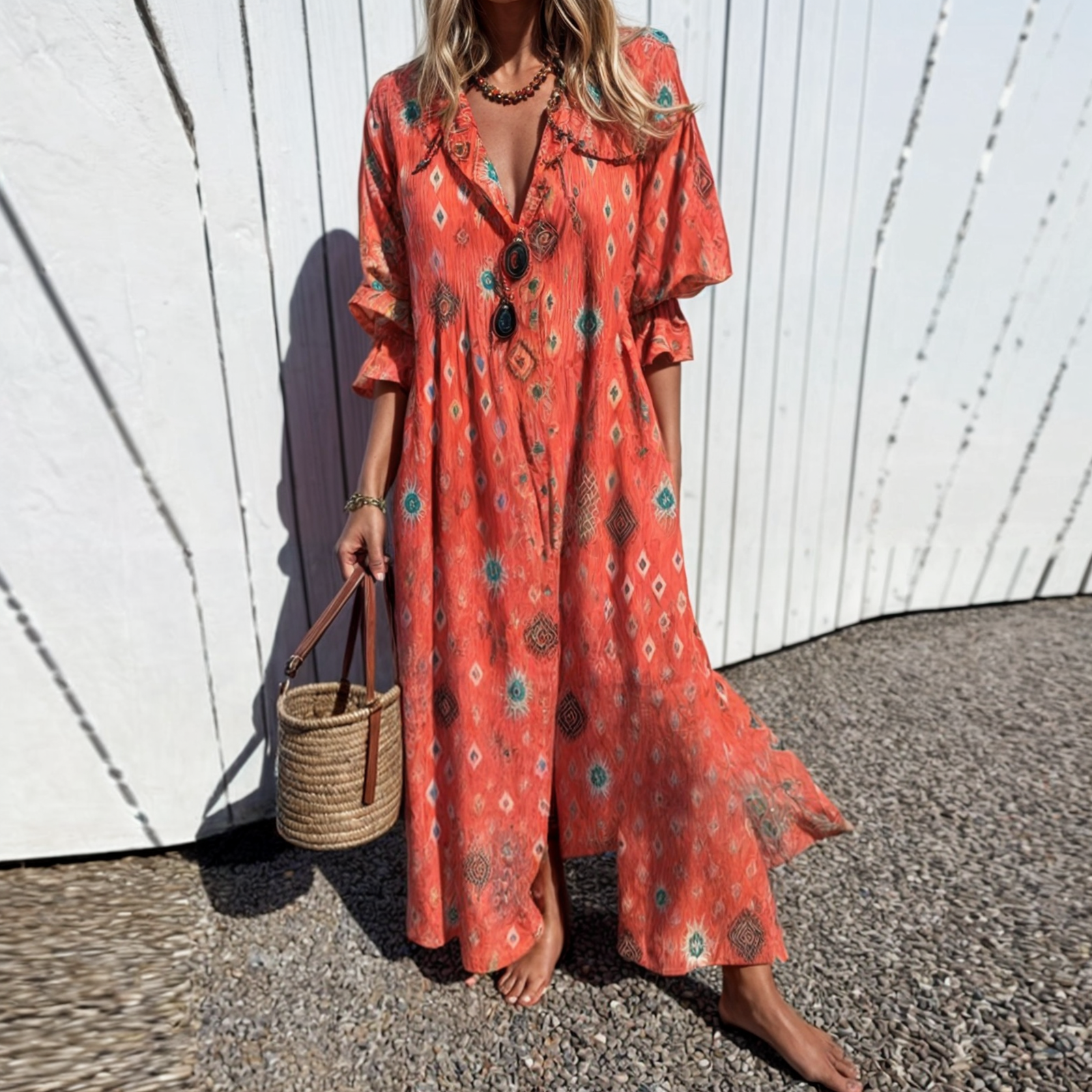 Frederika™ | Livlig Blomstret Skjortekjole