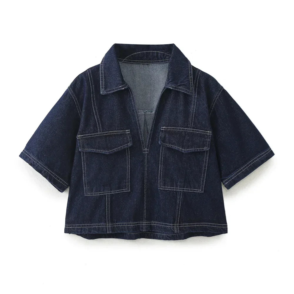 Frederika™ | V-hals Denim Sæt