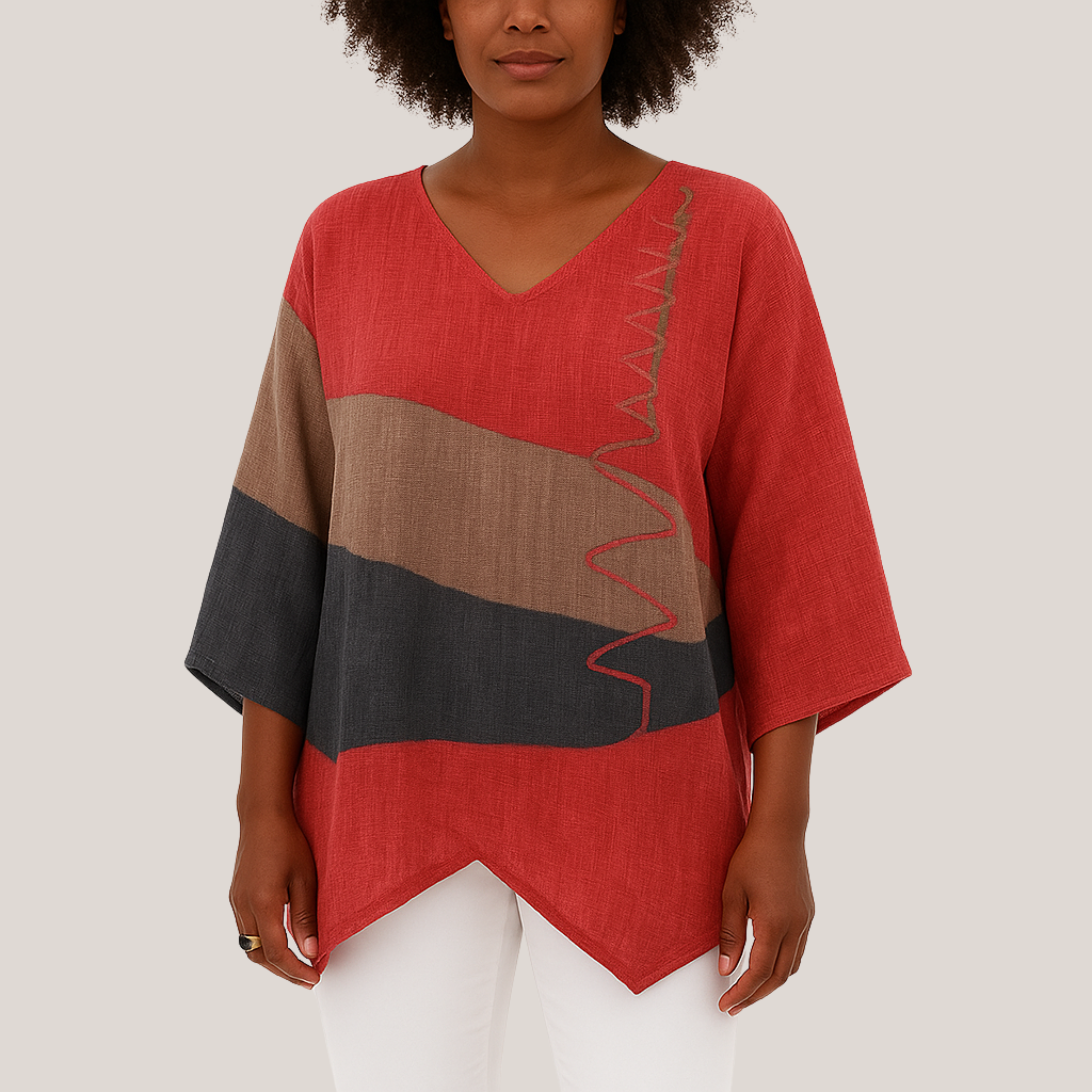 Betty™ | Stilfuld V-hals Color Block Top
