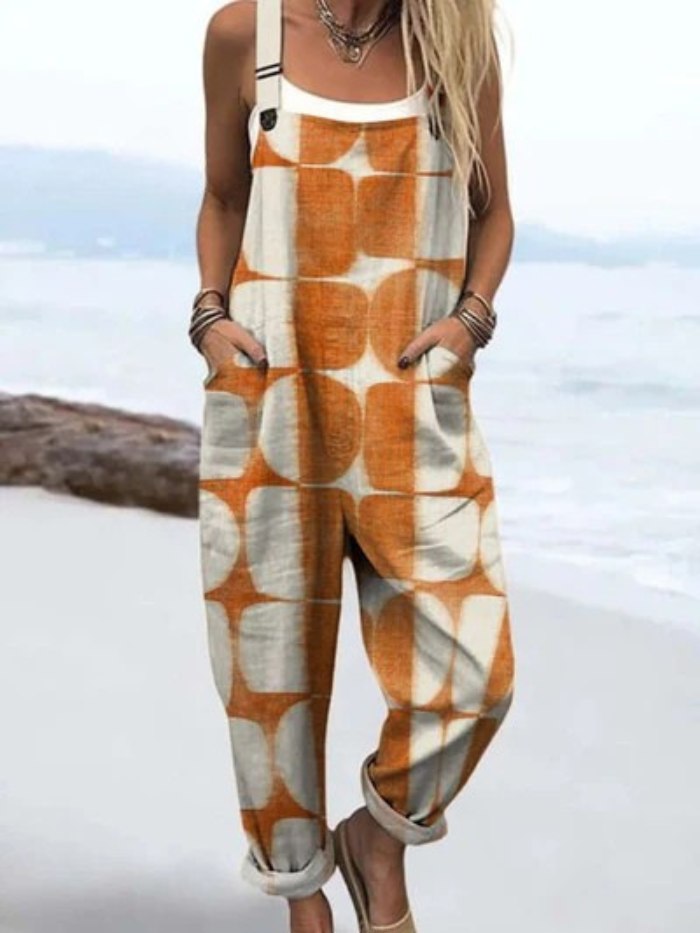 Frederika | Abstrakt, geometrisk kunstmønstret jumpsuit