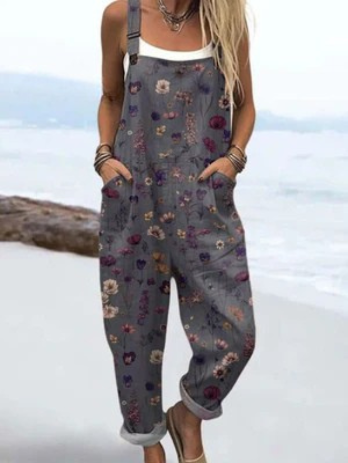 Frederika | Jumpsuit med vintage blomster og kunsttryk