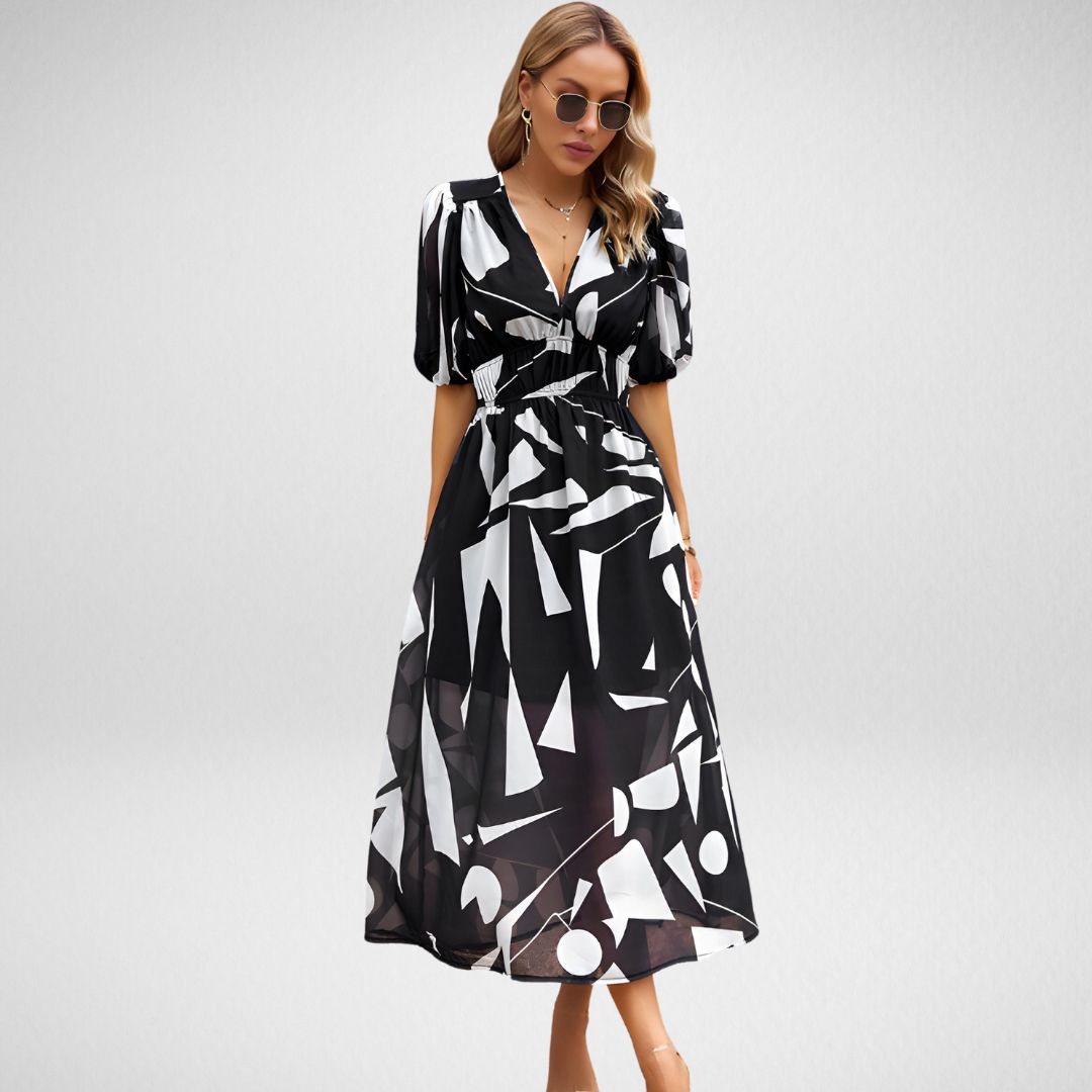 Frederika™ | Stilfuld Geometrisk Print Kjole