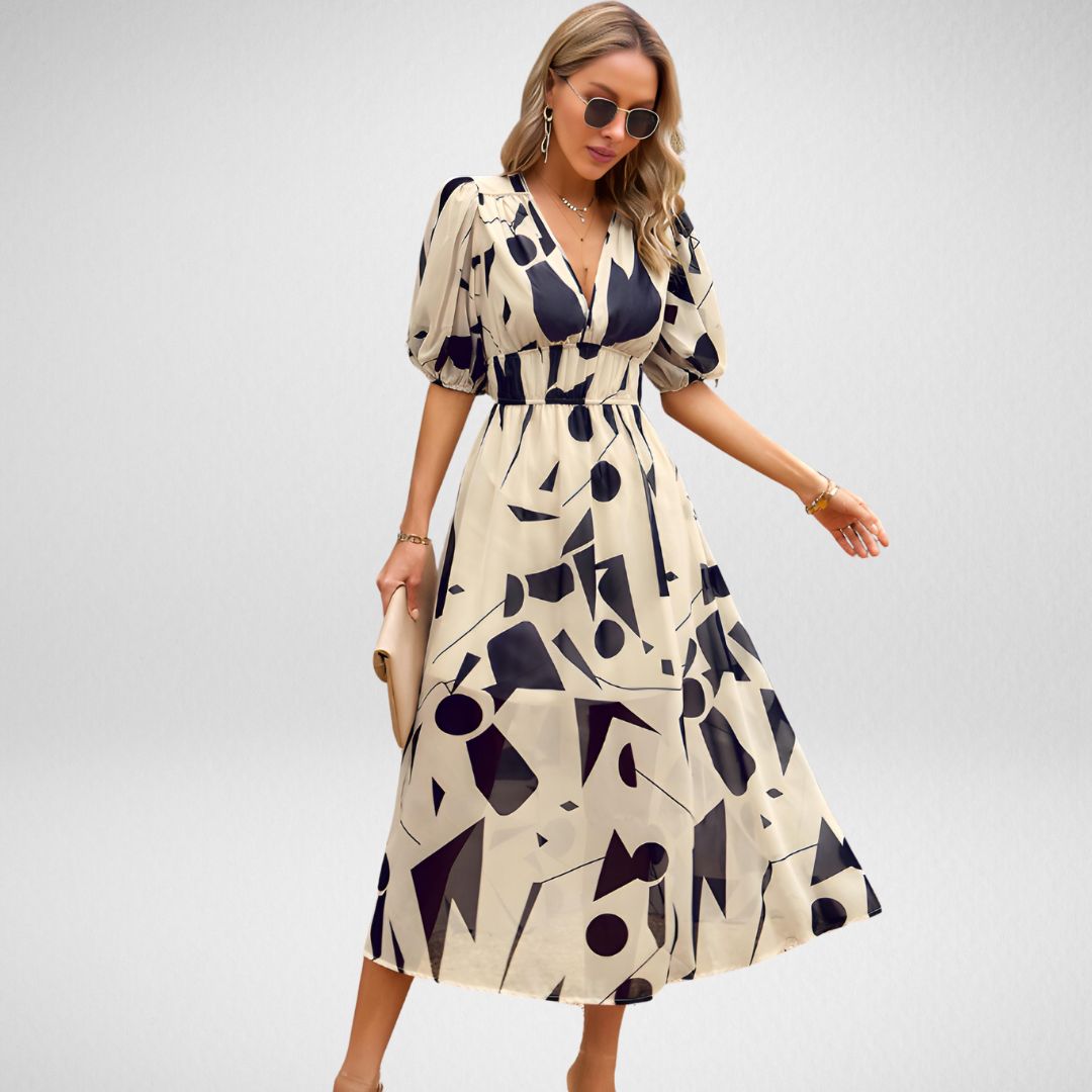 Frederika™ | Stilfuld Geometrisk Print Kjole