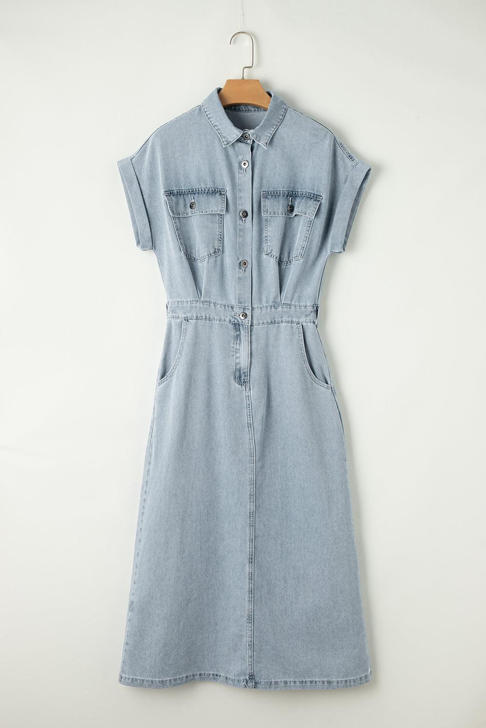 Frederika™ | Elegant Denimkjole med Korte Flagermusærmer