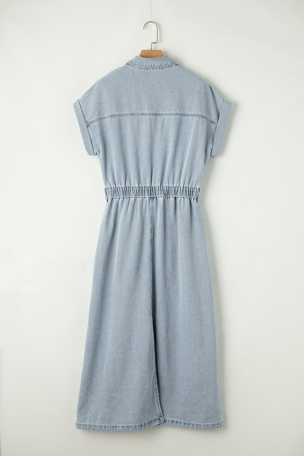 Frederika™ | Elegant Denimkjole med Korte Flagermusærmer