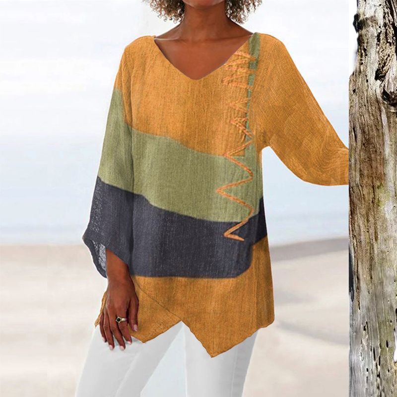 Betty™ | Stilfuld V-hals Color Block Top