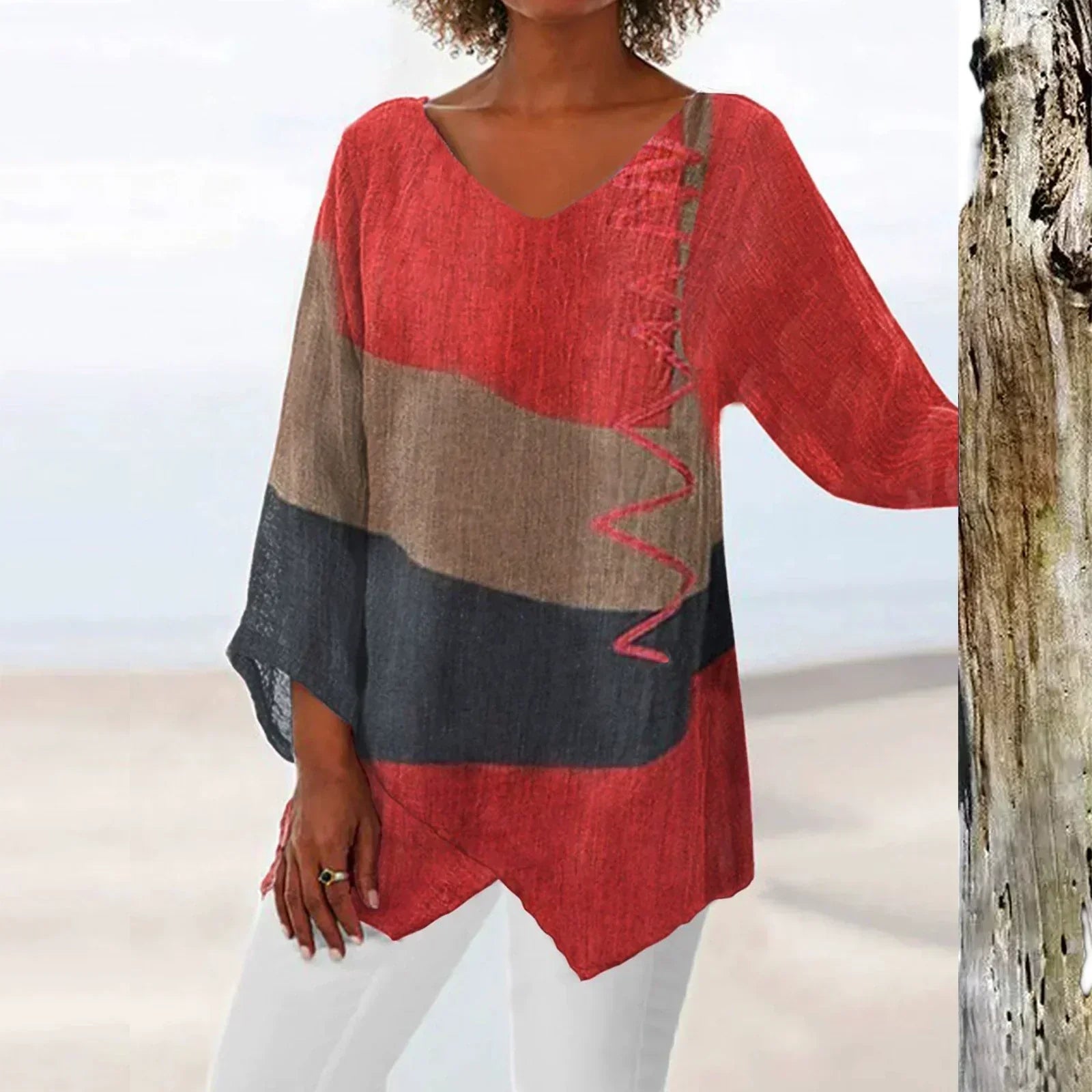 Betty™ | Stilfuld V-hals Color Block Top