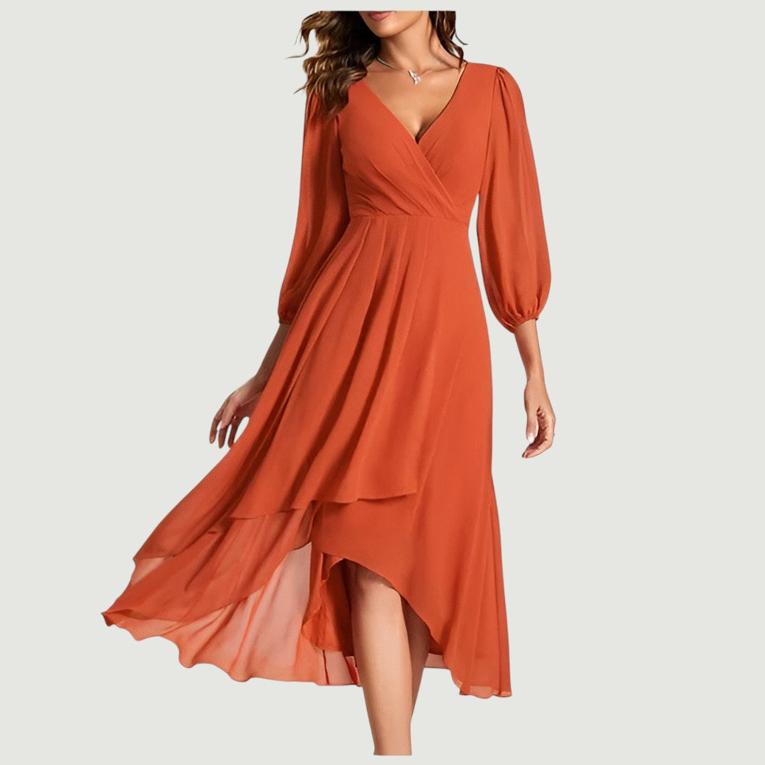 Frederika™ KJOLE | Elegant V-halsdesign med asymmetrisk fald