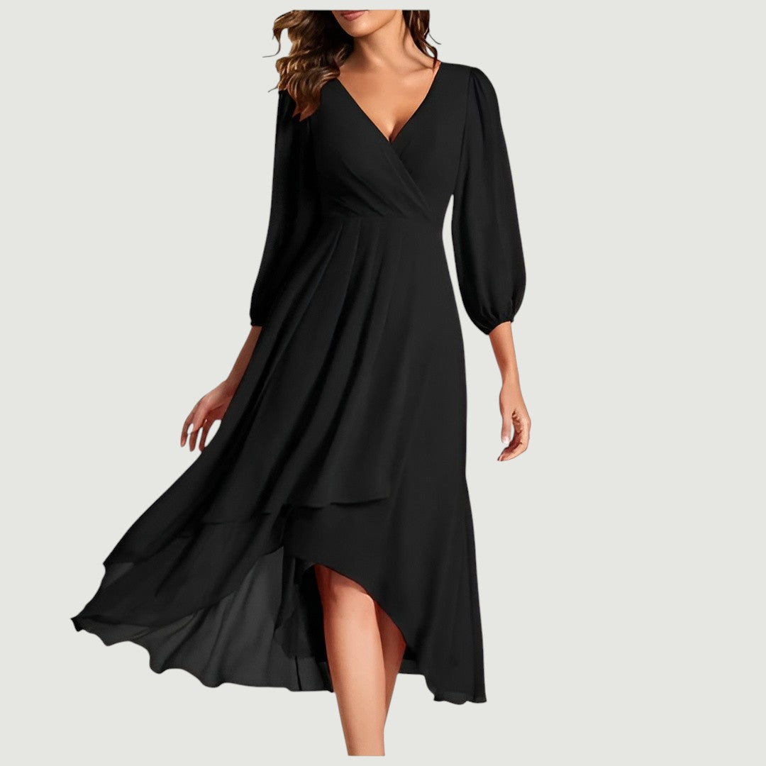 Frederika™ KJOLE | Elegant V-halsdesign med asymmetrisk fald