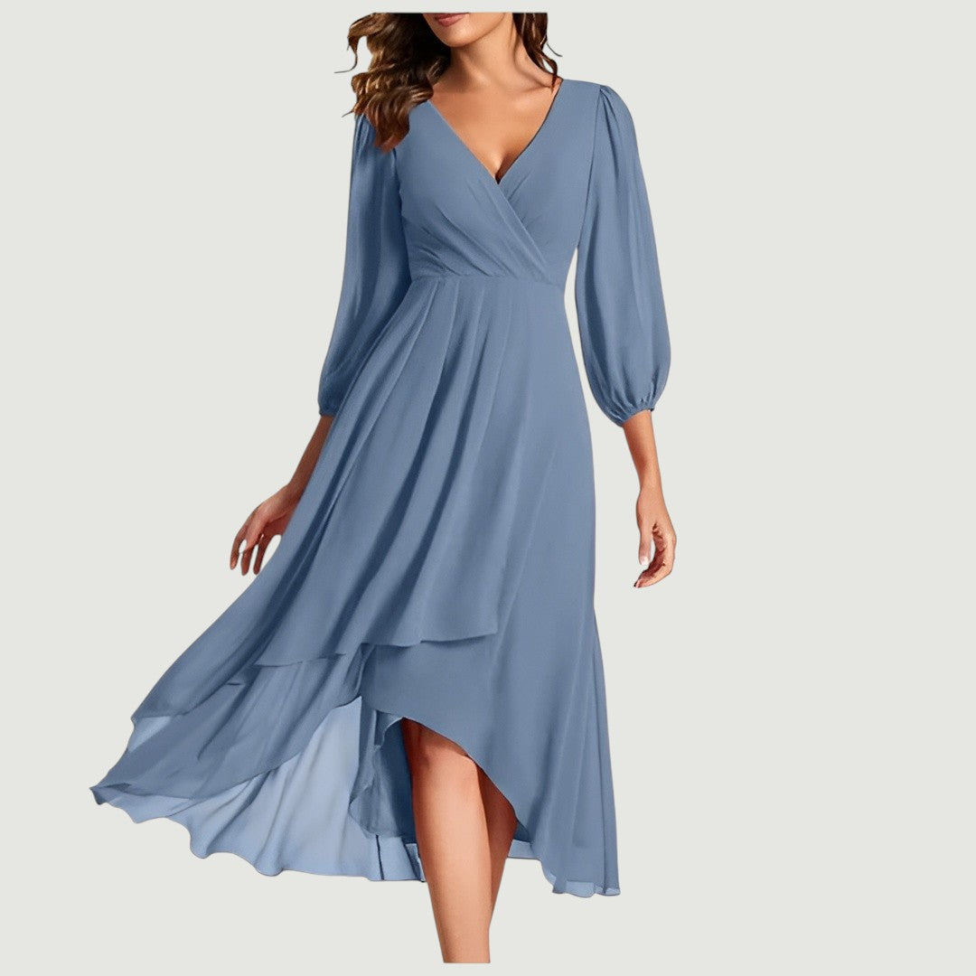 Frederika™ KJOLE | Elegant V-halsdesign med asymmetrisk fald