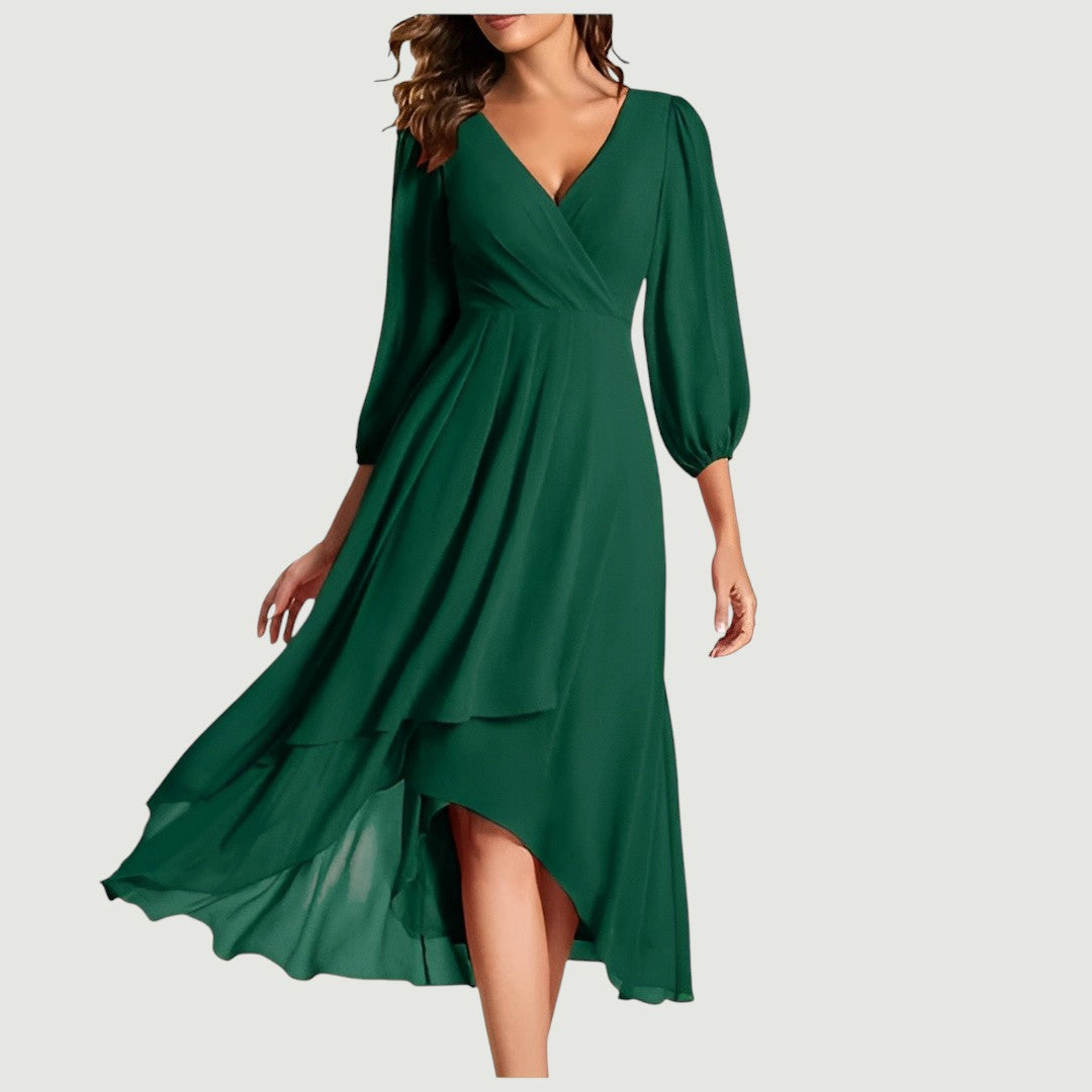 Frederika™ KJOLE | Elegant V-halsdesign med asymmetrisk fald