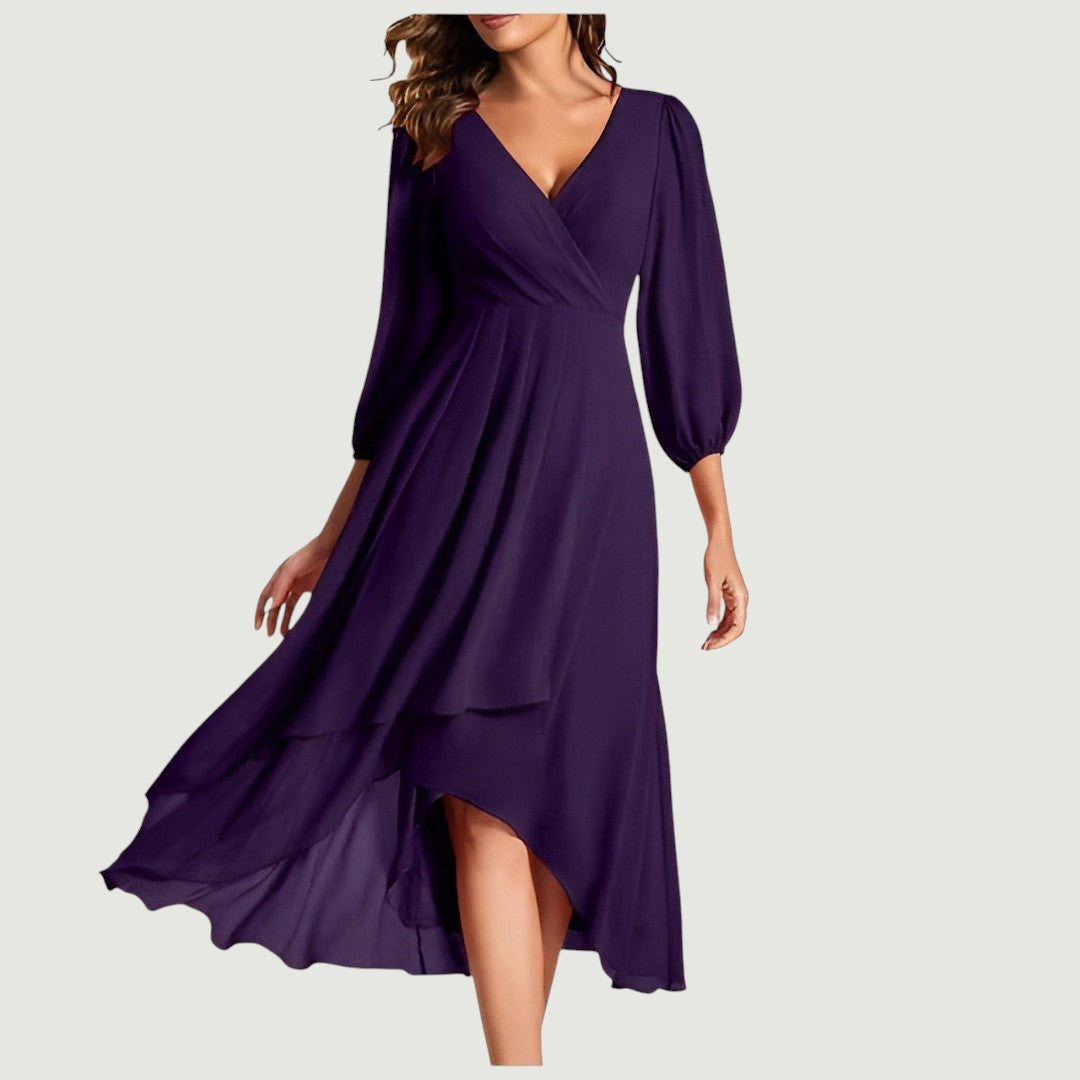 Frederika™ KJOLE | Elegant V-halsdesign med asymmetrisk fald