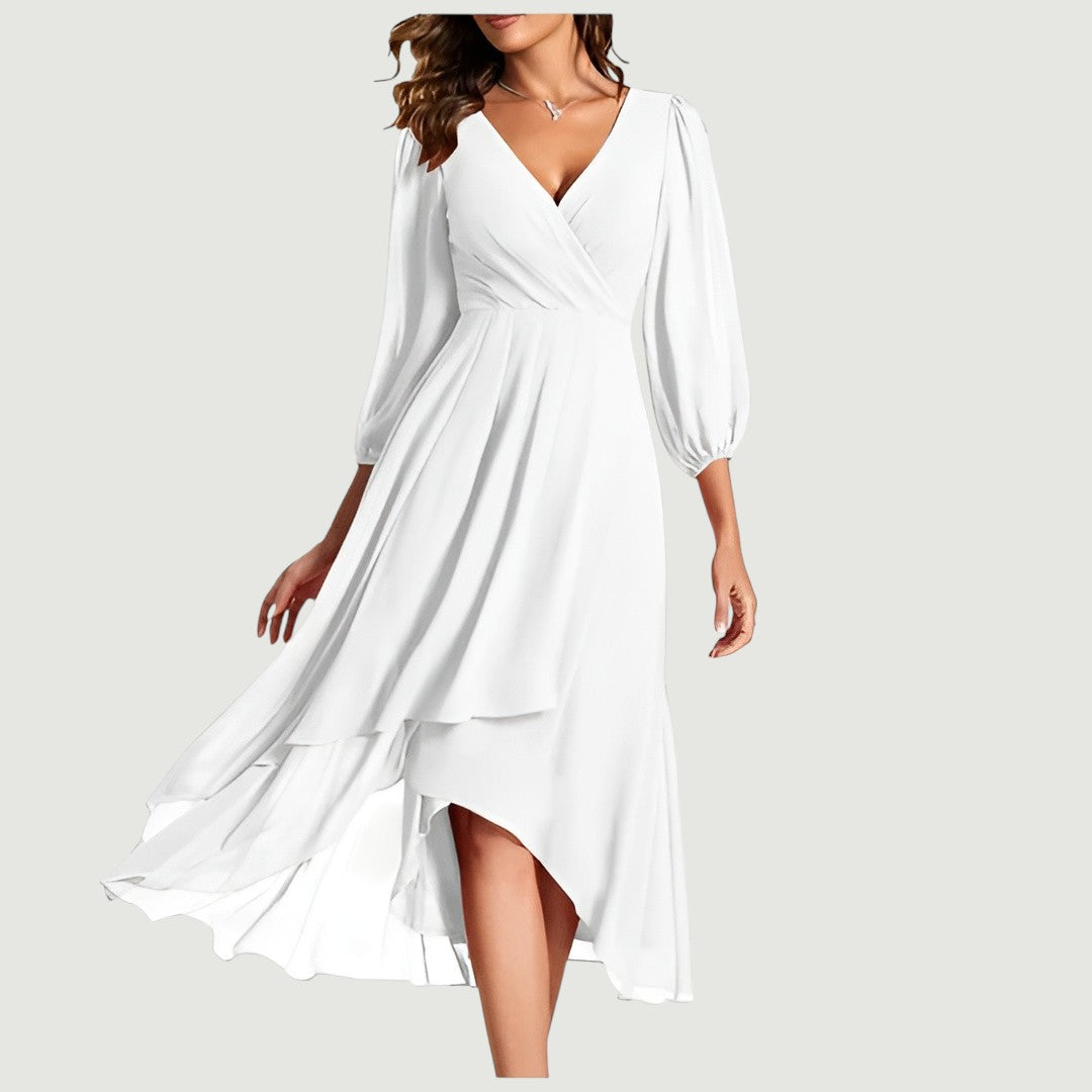Frederika™ KJOLE | Elegant V-halsdesign med asymmetrisk fald