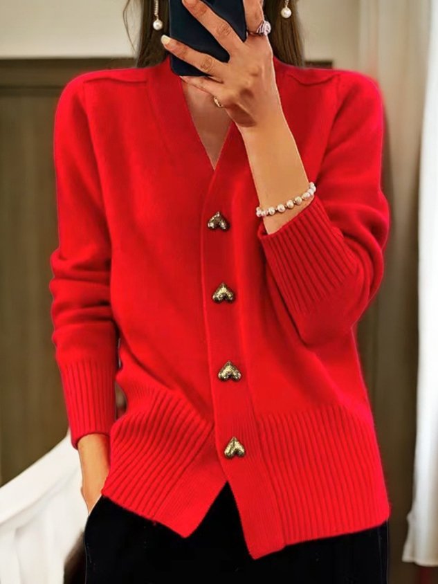 Frederika™ | Kvinders casual vinter fladt garn uldgarn knap Cardigan