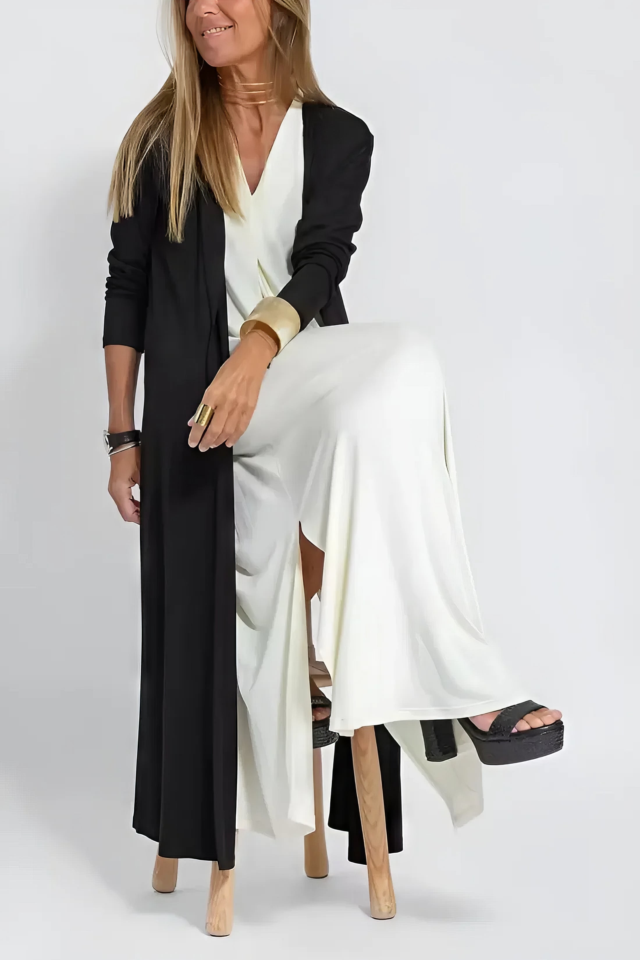 Frederika | Elegant langt kjole med matchende cardigan som gave