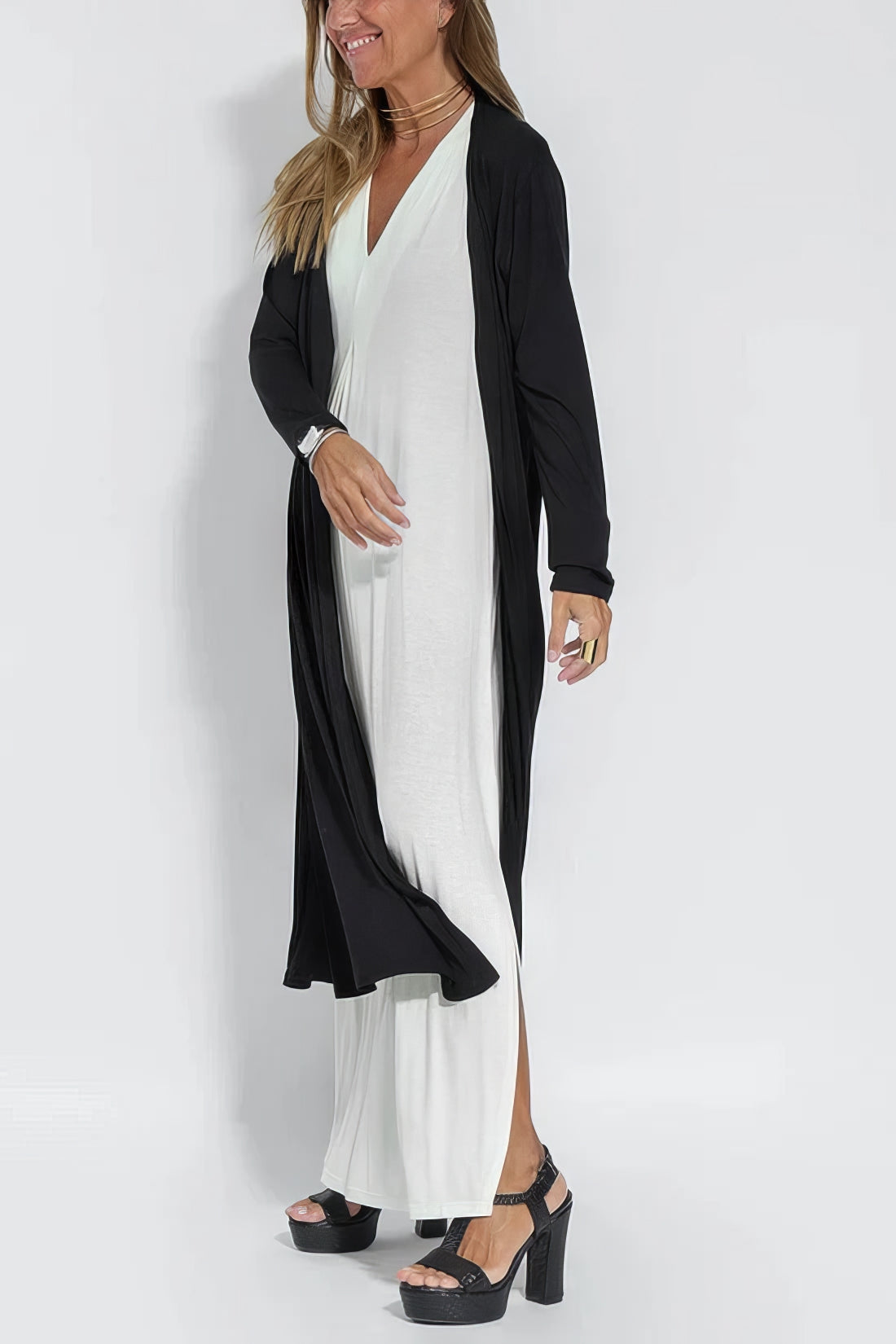 Frederika | Elegant langt kjole med matchende cardigan som gave